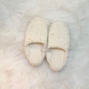 Fury Cream Slippers with gold stars